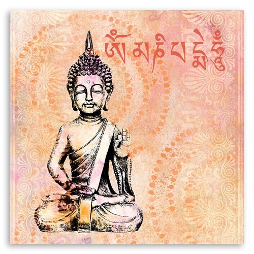 Obraz na płótnie – Canvas, Budda i mantra 40x40 na Arena.pl
