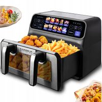 FRYTKOWNICA BEZTŁUSZCZOWA DWUKOMOROWA 9L AIR FRYER 2200W 10 PROGRAMÓW LED