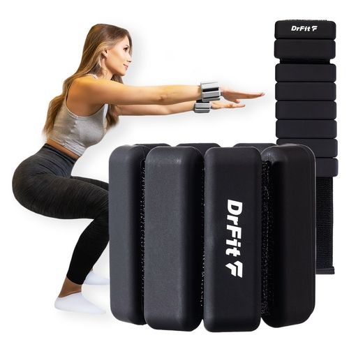 Obciążniki na Kostki Nadgarstki do Ćwiczeń Regulowane 2x 0,45 kg Czarne na Arena.pl