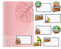 NAKLEJKI NA ZESZYT ZESZYTY NALEPKA 8szt - STUMBLE GUYS WZORY Z BAJEK POSTAĆ