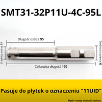 Głowica do gwintowania SMT z chłodzeniem Rozmiar: SMT31-32P11U-4C-95L-170L