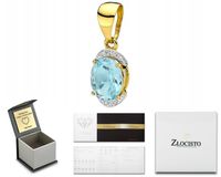 ZŁOTA ZAWIESZKA Z BRYLANTAMI I TOPAZEM WISIOREK