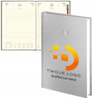 PLANER Z TWOIM LOGO NAPISEM DZIENNY kalendarz 2026 A4 złoty srebrny 10 szt