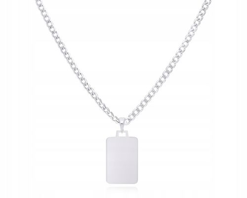 Zawieszka Srebrna Męska Gładka Blaszka Duża + Grawer Nieśmiertelnik pr. 925 na Arena.pl