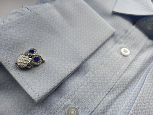 Srebrne spinki do mankietów koszuli Ptak Sowa na Arena.pl