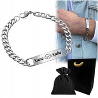 Bransoletka MĘSKA srebrna PANCERKA z GRAWEREM srebrna STAL 316L + GRATIS