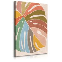 Obraz Canvas Do Salonu Tęczowy Liść Monstery Styl Boho Natura 30cm x 40cm
