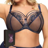 Biustonosz GORSENIA K496 PARADISE granatowy 80M Stanik wygodny wytrzymały