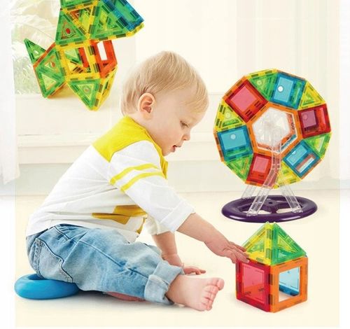 DUŻE KLOCKI MAGNETYCZNE KONSTRUKCYJNE 3D PANELE MAGNETIC TILES 106 elem. A na Arena.pl