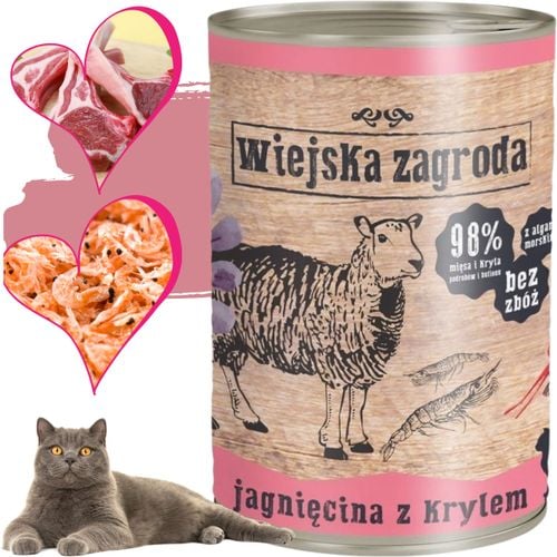 karma mokra dla kota jagnięcina z krylem 400g wiejska zagroda bez zbóż na Arena.pl