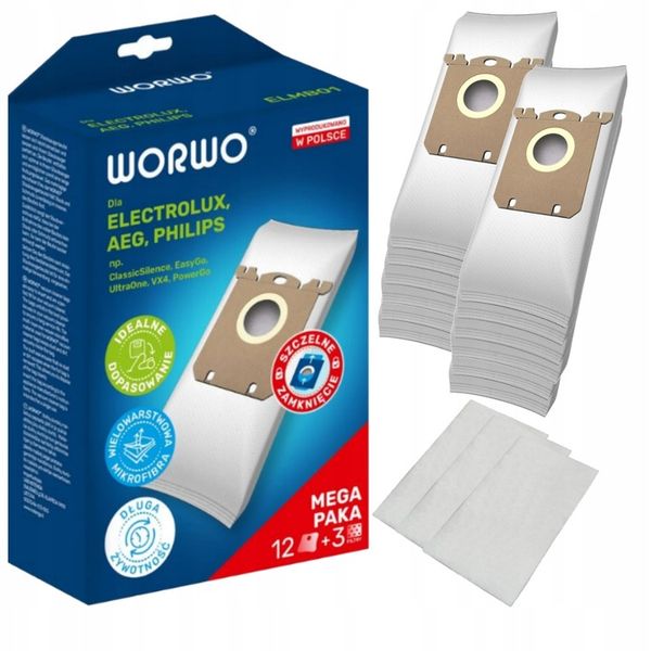12x Worki do odkurzacza ELEKTROLUX PHILIPS S-BAG zdjęcie 1