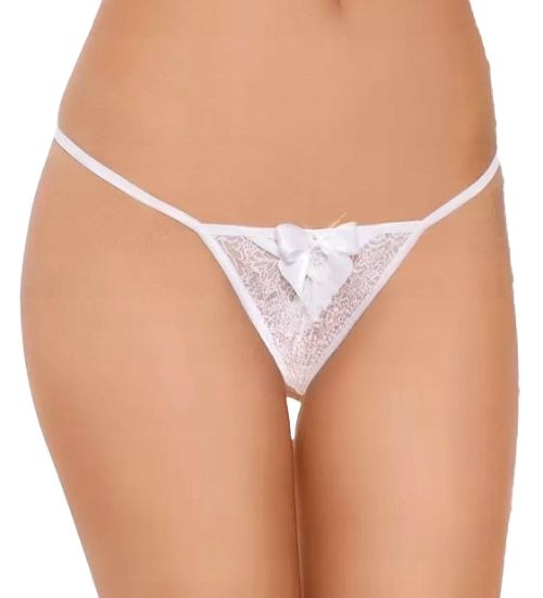 Białe sexy stringi z pęknięciem S-L zdjęcie 1