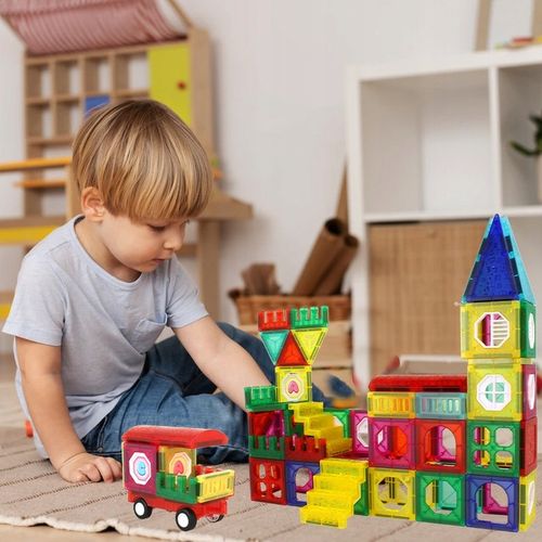 DUŻE Klocki Magnetyczne 3D Panele Konstrukcyjne Edukacyjne 110 el. Dom Auto na Arena.pl