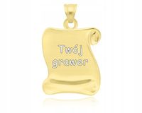 Złota zawieszka 585 gładka + grawer wisiorek damski papirus