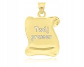 Złota zawieszka 585 gładka + grawer wisiorek damski papirus