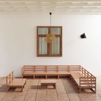 Emaga 12-cz. zestaw wypoczynkowy do ogrodu, miodowy brąz, sosnowy