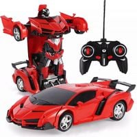 Samochód 2w1 Zdalnie Sterowane ROBOT RC Światła Dźwięk Lambo Czerwone