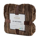 Miękki koc flano NINA 200x220 cm ciemnobrązowy ciepły i przytulny