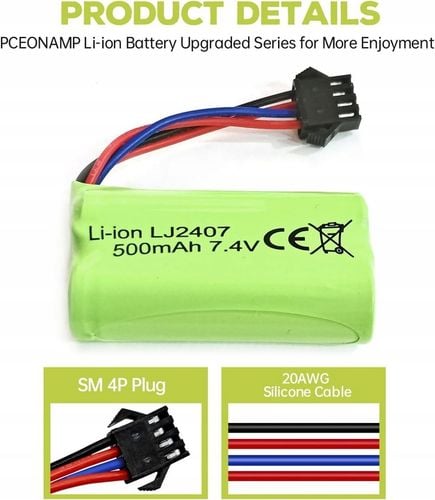 2 sztuki akumulatorów 7.4 V 500 mAh do EC16 DE85 do łodzi RC + ładowarka na Arena.pl