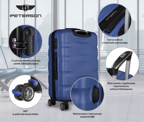 PETERSON mała walizka na kółkach twarda podróżna torba bagaż ABS na Arena.pl