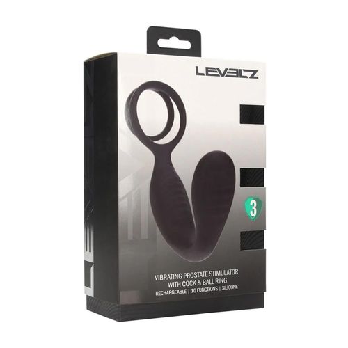 Vibrating Silicone Prostate Stimulator With Cock And Ball Ring - Black na Arena.pl