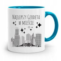 Kubek Błękitny Dla Geodety Najlepszy W Mieście Z Nadrukiem Ze Zdjęciem