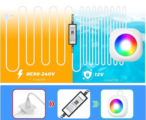 UŻYWANE Oświetlenie basenowe LED bezprzewodowe LyLmLe 20 W 12 V IP68 na Arena.pl