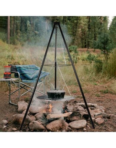 PALENISKO TRÓJNÓG GRILL OGRODOWY OGNISKOWY WISZĄCY DUŻY RUSZT CHROMOWANY 50 na Arena.pl