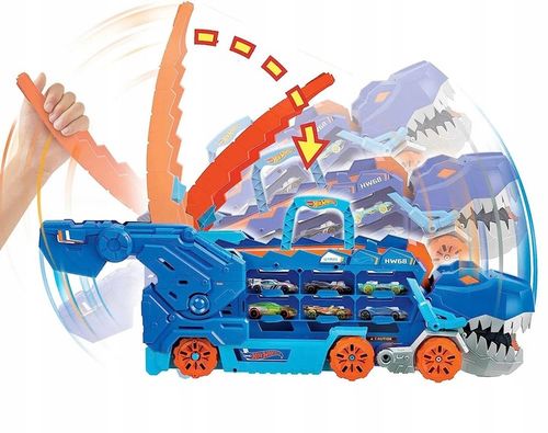 HOT WHEELS T-REX MEGA TRANSPORTER TORY WYŚCIGOWE na Arena.pl