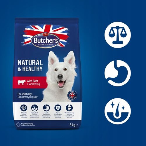 Sucha karma dla psa Butchers wołowina 3kg z witaminami lśniąca sierść skóra na Arena.pl