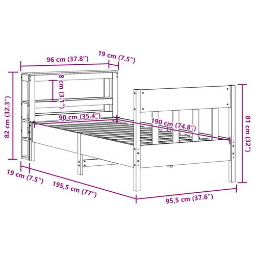 Rama łóżka bez materaca, 90x190 cm, lite drewno sosnowe na Arena.pl