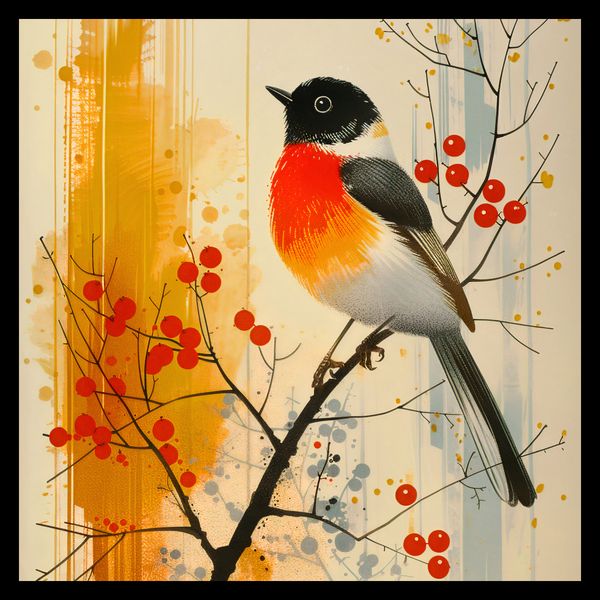 Plakat 30x30cm Jesienny Rudzik zdjęcie 2