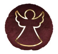 Poduszka bordowa okrągła ze złotym aniołem