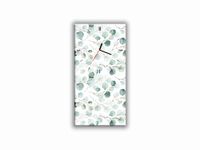 ZEGAR SZKLANY PROSTOKĄTNY - Akwarelowe listki