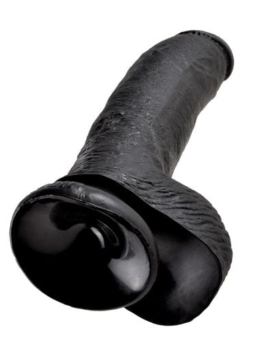9' cock with balls black dildo z jądrami czarne 23cm king cock na Arena.pl