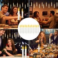 12 Pływających Swiec z Czarodziejską Różdżką, Wiszące, Swiecące Swiece LED