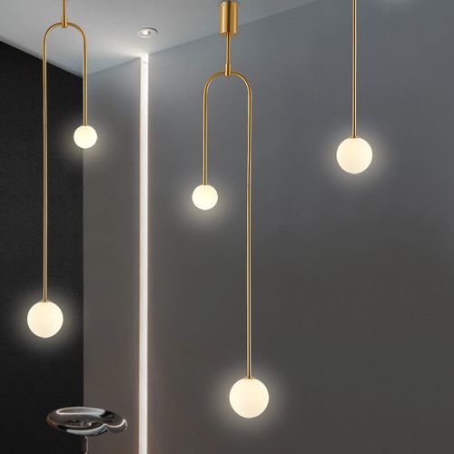 Zwisowa lampa łuk Loop ST-8928S brass Step balls do sypialni loft mosiądz na Arena.pl
