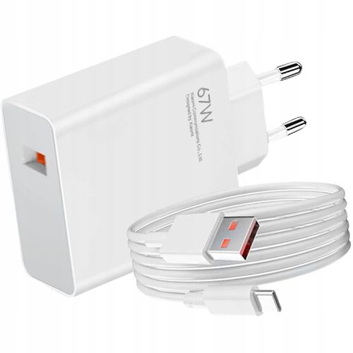 Oryginalna ładowarka Xiaomi 67W Hyper Charge Combo 6,2A USB-A biała PD 3.0 na Arena.pl
