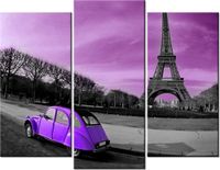 70 90CM OBRAZ 3 ELEM CYTRYNA FIOLECIE ŚCIENNY DRUK PŁÓTNO