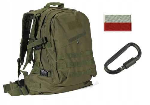 PLECAK WOJSKOWY TAKTYCZNY TURYSTYCZNY MIEJSKI ZIELONY +FLAGA +KARABIŃCZYK na Arena.pl