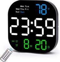 CYFROWY ZEGAR ŚCIENNY BUDZIK Z PILOTEM