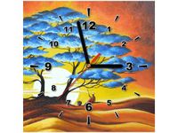 30X30CM ZEGAR ODPOCZYNEK BŁĘKITNYM DRZEWEM OBRAZ DREWNO