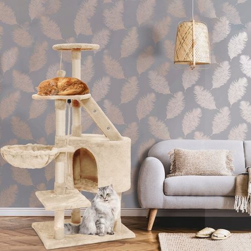 DRAPAK DLA KOTA WIEŻA LEGOWISKO DOMEK Z ZABAWKAMI BEŻOWY DUŻY XXL 120 cm na Arena.pl