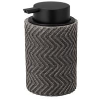 Dozownik do mydła polyresin szary mat z czarną pompką 450 ml tłoczony wzór