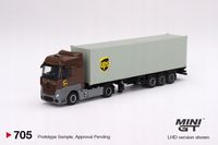 MINI GT MERCEDES-BENZ ACTROS with 40 Ft Container “UPS Europe” 1:64