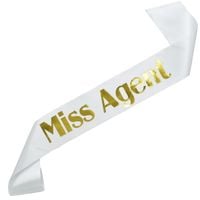 Miss Agent - biała szarfa ze złotym nadrukiem