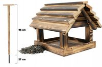 Karmnik Dla Ptaków Na Ziarno Duży Stojący Opalany Solidny + Słonecznik 500g