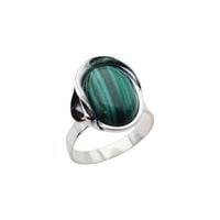 Pierścionek regulowany z owalnym Malachitem w srebrze oksydowanym