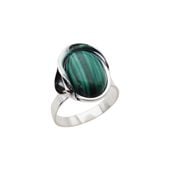 Pierścionek regulowany z owalnym Malachitem w srebrze oksydowanym