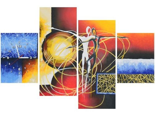 120CM 80CM ZEGAR 4 ELEM TAŃCZĄCE POSTACIE OBRAZ ŚCIENNY na Arena.pl